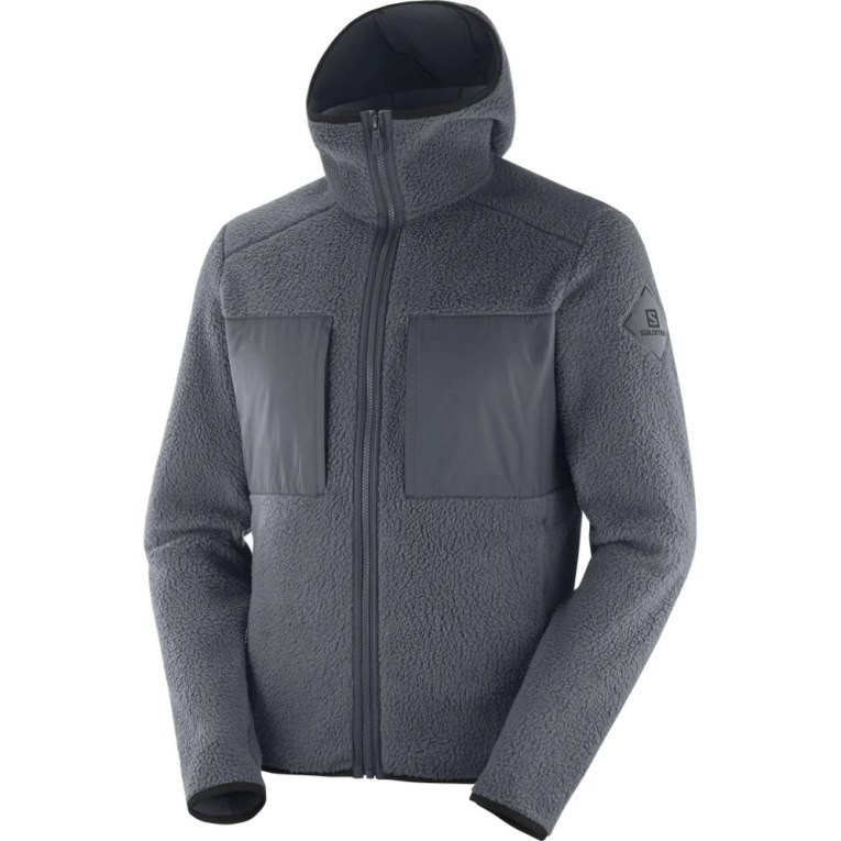 Dark Grey Salomon Essential Warm Teddy Men's Jackets | IE UE7950